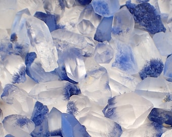 ONE Dumortierite included Quartz crystal from Brazil - Pick your size - .5-2.5gm - blue inclusions natural raw stone crystals