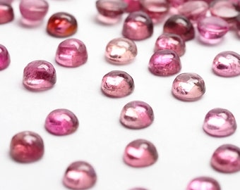 Pink Tourmaline cabochon stone from Nigeria - 3.5-4mm loose natural round cab polished