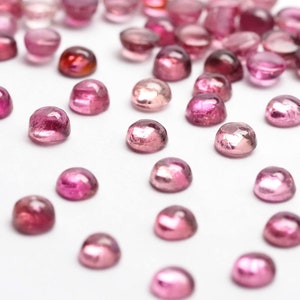 Pink Tourmaline cabochon stone from Nigeria - 3.5-4mm loose natural round cab polished