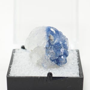 Dumortierite included Quartz crystal from Brazil stone natural mineral specimen thumbnail box - TN5326-20 - structure minerals