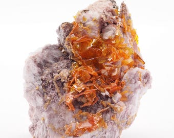 オレンジ色のウルフェナイト結晶（母岩）：アリゾナ州ローリー鉱山（69