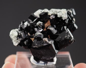 Hyalite Opal on Schorl Black Tourmaline: Erongo Mountains, Namibia