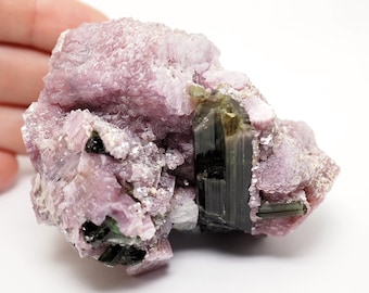 Tourmaline crystals with Lepidolite from Brazil natural large specimen - 236gm / 68mm x 63mm x 61mm (721.1-1) tuc23