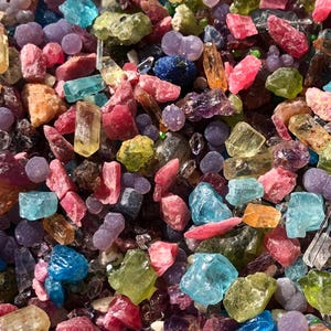 Raw Crystal Confetti Mix: Natural Colorful Mixed Stones Rhodonite, Topaz, Sapphire