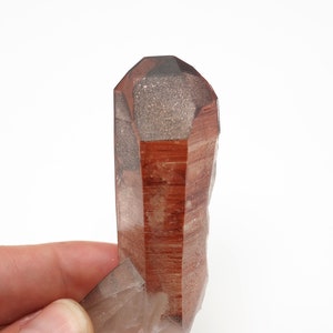Hematite Quartz crystal red natural stone point mineral specimen from Orange River, South Africa geology gift (F85613) structure minerals