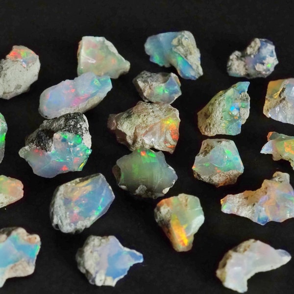 1pc Opal raw stones rainbow fire flash rough crystals from Ethiopia - rough chips natural stone lot birthstone