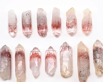 Red Phantom Quartz Crystal Hematite Inclusions: Nigerian Quartz Point Stones