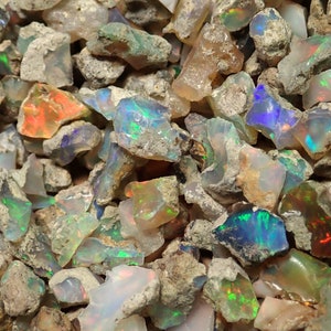 Opal raw stones rainbow fire flash rough crystals from Ethiopia - rough chips natural stone lot birthstone