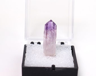 Amethyst crystal point natural stone from Veracruz, Mexico thumbnail perky box included (TN91123-59) structure minerals