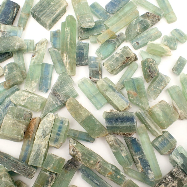 20gm Kyanite scoop raw stones from Brazil - appx 4pc / appx 1/2"-1" long green blue stripe crystals structure