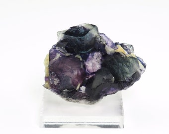 Fluorite crystal cluster from Yindu mine, China purple blue specimen - 39mm x 28mmx  15mm (F96618) structure minerals