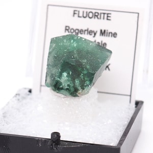 Fluorite green crystal natural stone thumbnail perky box mineral specimen Rogerley mine, England, UK - TN630 - structure minerals