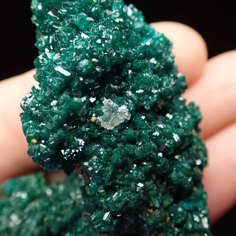Dioptase crystals on matrix with Calcite from DRC F68206 57mm x 45mm x 26mm t15off