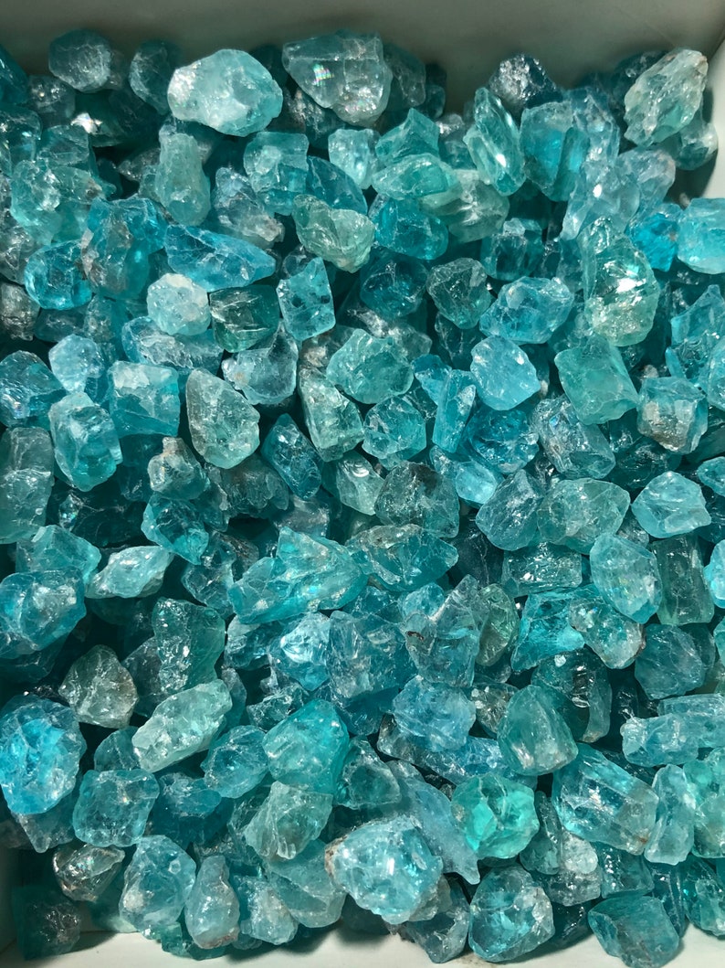 Blue Apatite natural rough raw stones - appx 5-12mm - chosen at random stone rough crystal mineral natural 