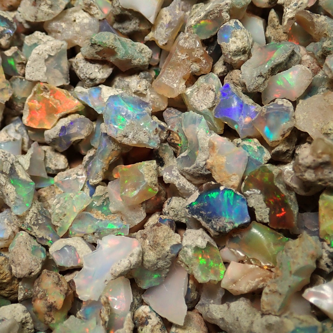 Opal Raw Stones Rainbow Fire Flash Rough Crystals From Ethiopia Rough ...