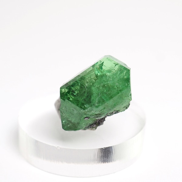 Tsavorite Garnet crystal mint green natural stone from Merelani Hills, Tanzania - 10ct / 12mm x 9mm x 9mm (F92234) structure minerals