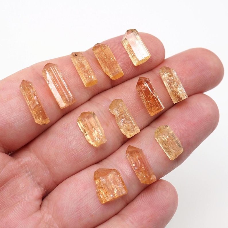 Natural Imperial Topaz Crystal: Raw Orange Stone for Jewelry Making .5-.75g (10-15mm)