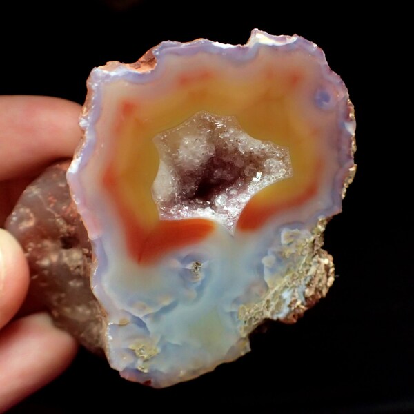 Agate from Argentina - 79gm / 64mm x 50mm x 32mm (F6901) red orange blue polished stone specimen
