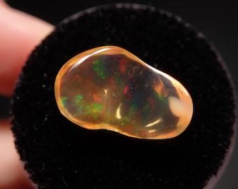 Opal geschliffener Stein orange Feuer Blitz lose Gemme aus Mexiko - 3ct / 14,9mm x 7,9mm x 4,8mm (B7446)