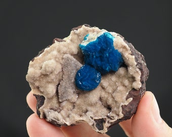 Cavansite crystals on matrix from Wagholi, India - 59mm x 51mm x 41mm (PC - 4) structure minerals