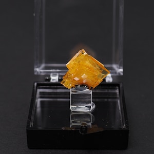 Wulfenite Crystal Thumbnail Mineral Specimen 79 mine, Arizona, USA Perky box natural stone (TN5511-67) structure minerals