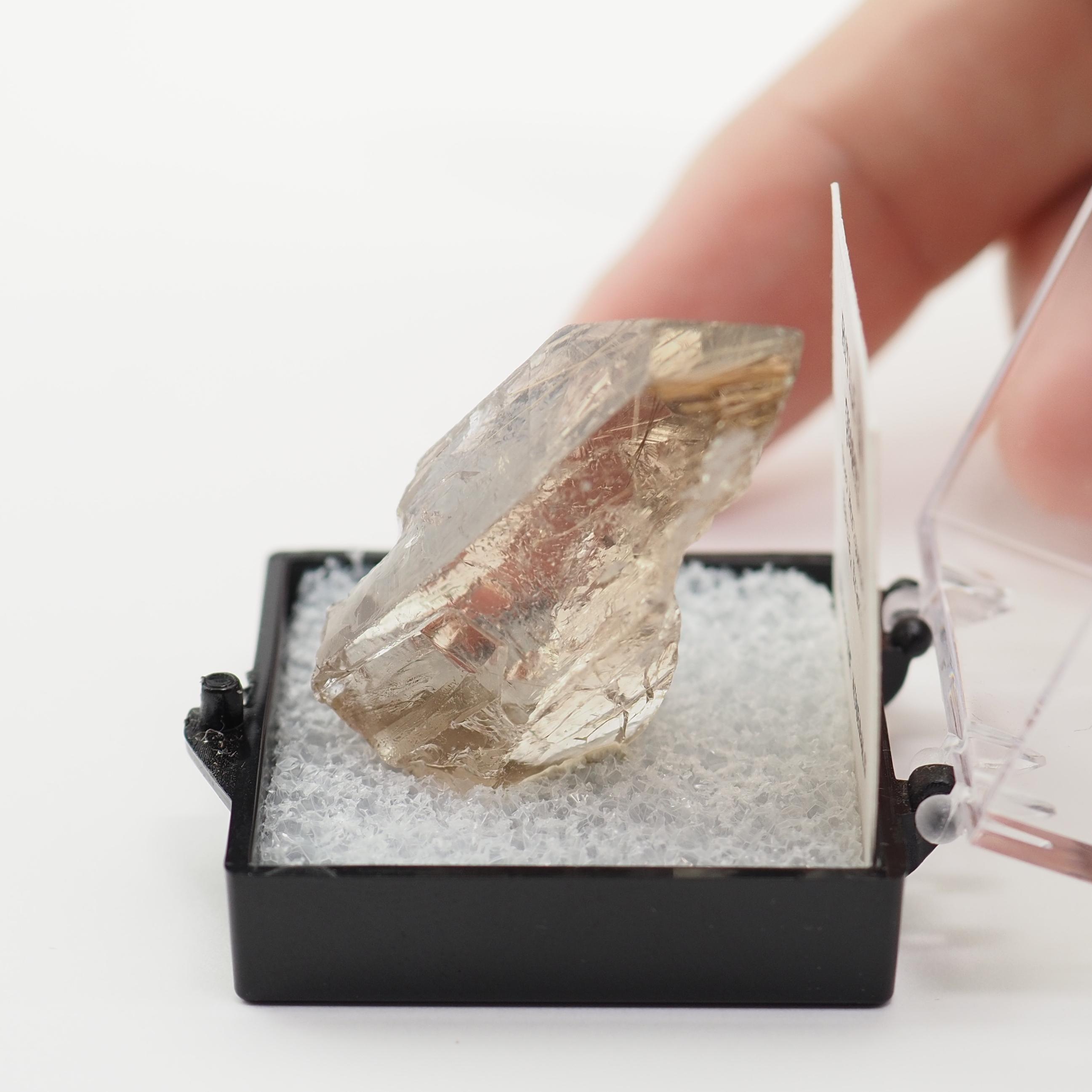 ルチルクォーツ結晶（ブラジル産、元気な箱入り）鉱物標本（TN5817-2