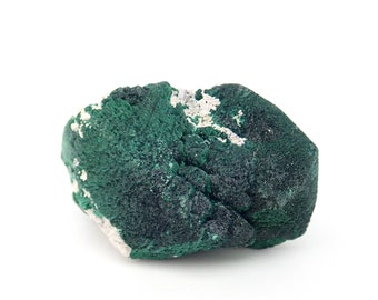 Malachite pseudomorph after Azurite crystal from Millpillas mine, Mexico - 37mm x 22mm x 21mm (F72316) green natural mineral structure