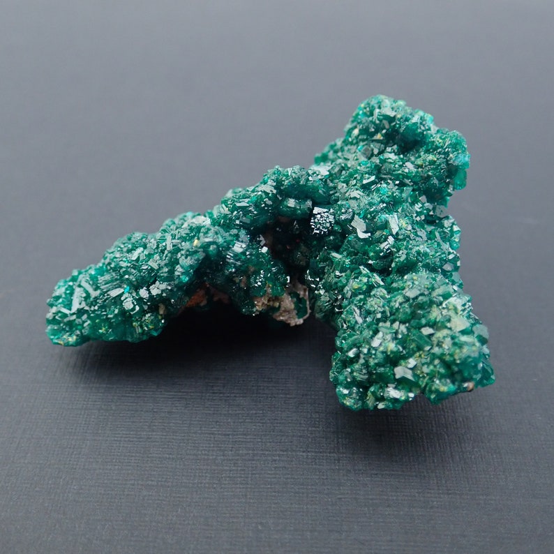 Dioptase crystals on matrix with Calcite from DRC F68206 57mm x 45mm x 26mm t15off