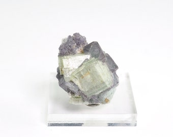 Beryl and Fluorite on Feldspar from Erongo Mtns, Namibia - 28mm x 21mm x 15mm (F96645) structure minerals