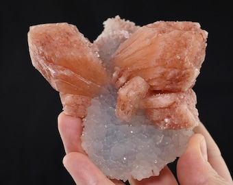 Stilbite Crystals on Quartz matrix India, Natural Mineral Specimen, Science Gift