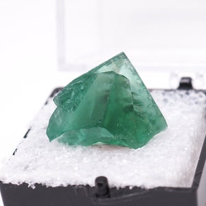 Green Fluorite crystal perky box thumbnail mineral specimen from Rogerley mine, England - TN1101 - structure minerals