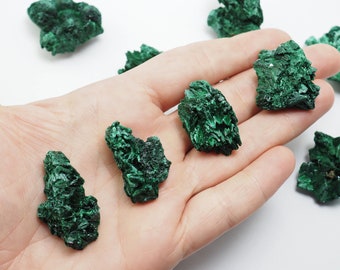 ONE Malachite fibrous stone from Africa - appx 1"-2" select your size - green natural specimen mineral