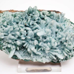Quartz on Chrysocolla pseudomorph mineral specimen from Republic of Congo - 90mm x 54mm x 38mm (F96101) structure minerals