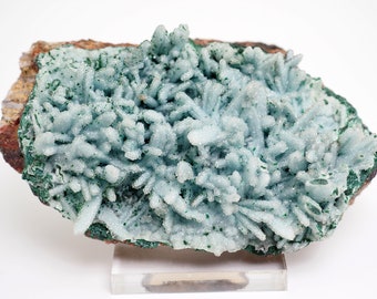 Quartz on Chrysocolla pseudomorph mineral specimen from Republic of Congo - 90mm x 54mm x 38mm (F96101) structure minerals