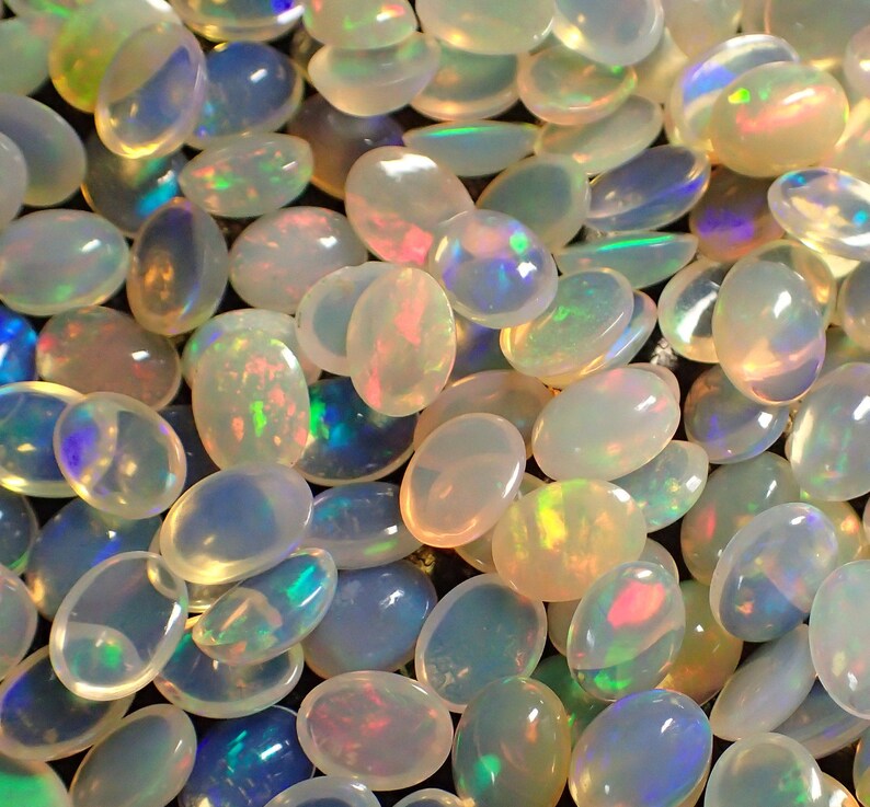 ONE Opal cabocohon from Ethiopia fire flash oval polished stone loose natural birthstone image 2