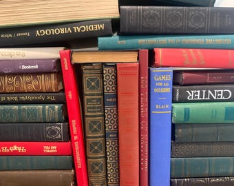 Set of 5 Authentic Vintage Hardcover Books: Customizable Color Decor