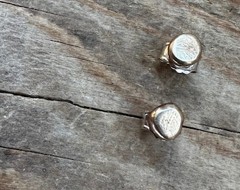 Tiny Brass studs, sterling posts, delicate rustic earrings, minimalist jewelry, artisan metalsmith, earthy, gift for her or him, Unisex