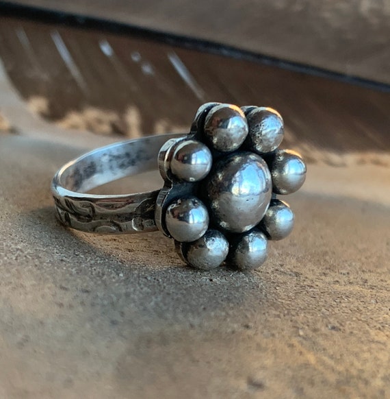 Round Turquoise Raised Balls Ring Round Turquoise Raised Balls Ring