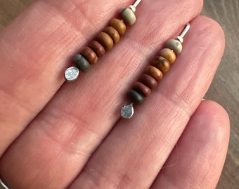 Cherry Creek Jasper Drop Earrings, Earthy Tone, Mixed Metal and Natural Stones, Lightweight