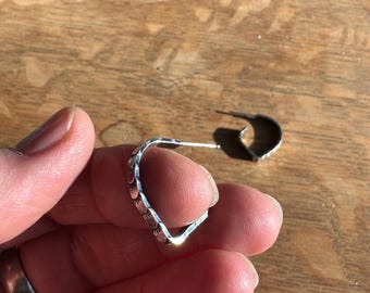 STERLING Hoop Silver stamps, stud post earrings, gift for her, silversmith Metalsmith jewelry, gift for her, earrings, artisan