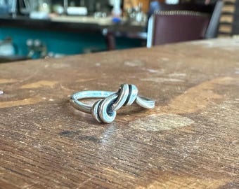 Knotted Ring, size 10,  Solid sterling silver Ring, everyday jewelry, artisan twisted knot ring, gift for her, metalsmith rings