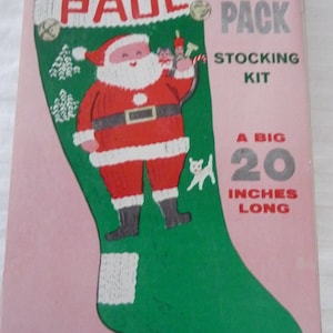 Modèle de bas de Noël en tricot vintage pour père Noël COPY des années 60 et 70 Santa&#39;s Pak