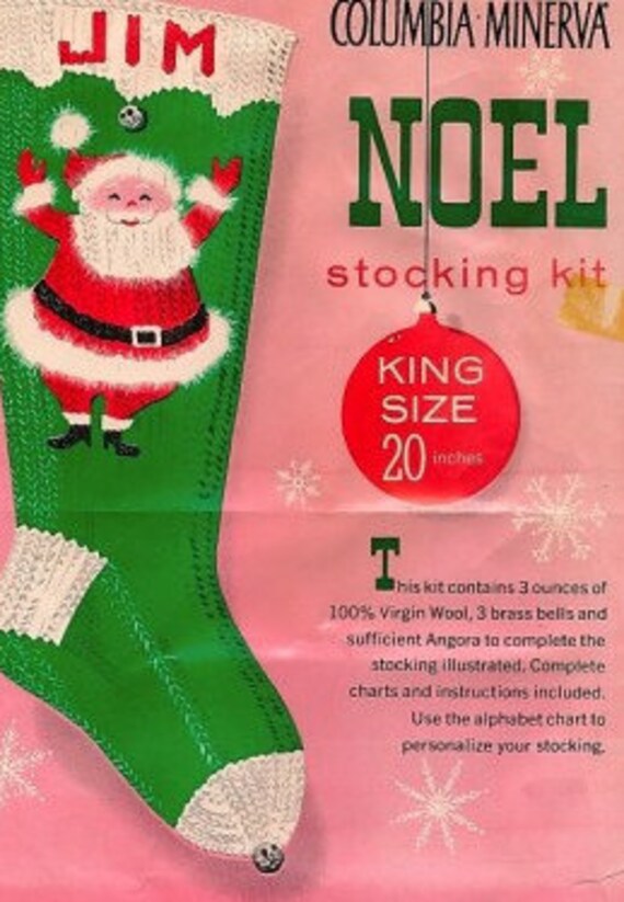 Vintage Knit Christmas Santa Stocking Copy Of The Pattern 60 S 70 S Noel Santa