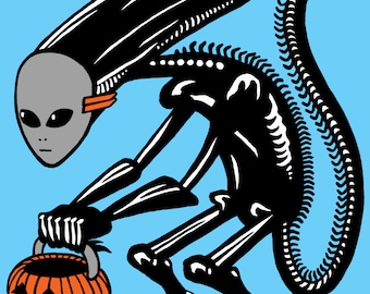 Trick Or Treat Alien Screen Printed Poster