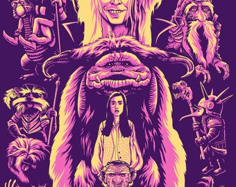 Labyrinth Screen Printed Poster 18x24 David Bowie Jim Henson