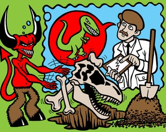 Devil and the Dinosaur Bones Screen Printed Poster