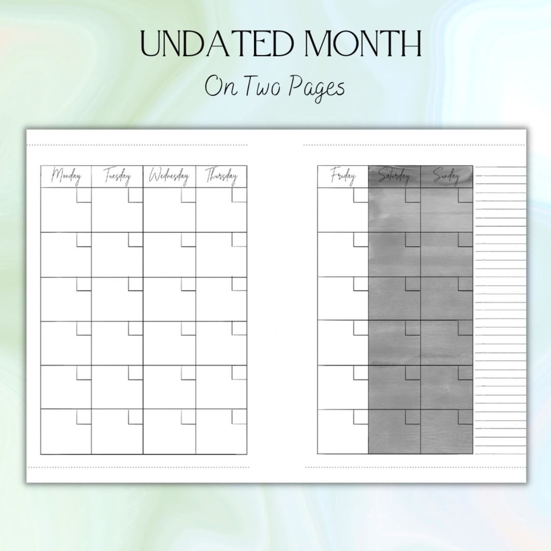 A5 Undated Month on Two Pages - Etsy