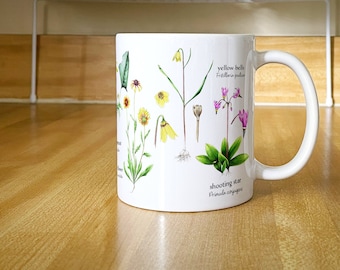 Wildflower ceramic mug - 11 or 15 oz - flower mug - botanical mug - gift for her - nature lover