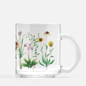 Glas Wildblumen Becher - Blumenbecher - Cottagecore Becher - Muttertagsgeschenk für Sie - Geschenk für den Gärtner
