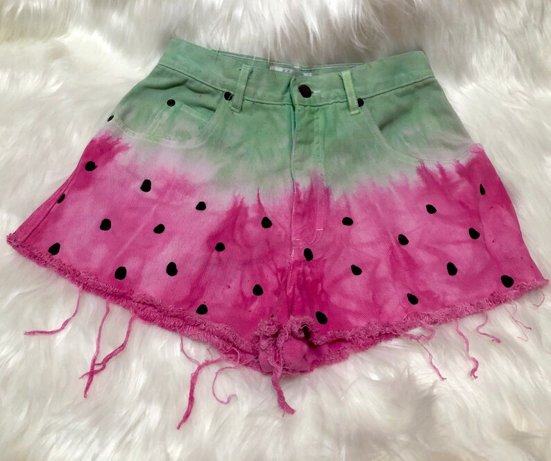 Watermelon dyed high wasted denim shorts size 27 Women\u2019s one of a kind